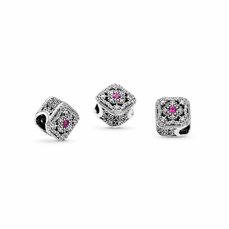 Pandora Fairytale Treasure Charm - Sterling Silver/Pink/Mixed Stones/Cubic Zirconia - Canada | SO817